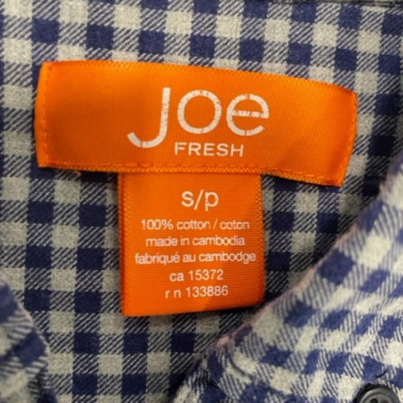 JOE FRESH Blue & Gray 100% Cotton Plaid Button Shirt ~ Size Small - Picture 9 of 14